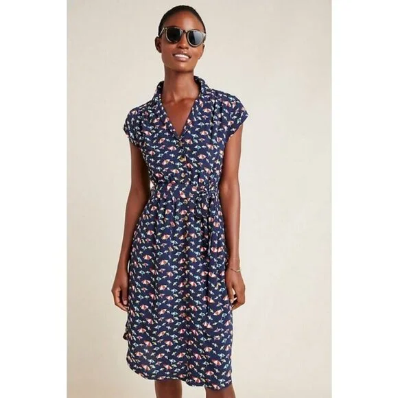 💕ANTHROPOLOGIE MAEVE💕 Catherine Shirtdress ~ Beach Umbrella Print 14 NWT - Picture 3 of 16